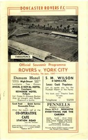 DONCASTER ROVERS V YORK CITY 1946/47 FOOTBALL PROGRAMME
