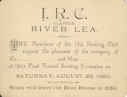 IBIS ROWING CLUB (CLAPTON) 1890 INVITATION CARD