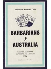 BARBARIANS V AUSTRALIA 1976 RUGBY PROGRAMME