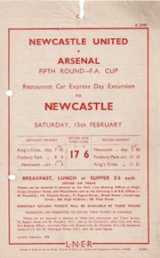 NEWCASTLE UNITED V ARSENAL 1936 FOOTBALL RAILWAY HANDBILL