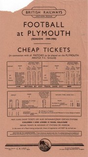 FOOTBALL AT PLYMOUTH 1949-50 (RAILWAY HANDBILL)