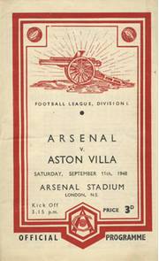 ARSENAL V ASTON VILLA 1948-49 FOOTBALL PROGRAMME