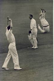 ENGLAND V AUSTRALIA 1948 (MILLER CATCHING HARDSTAFF, TRENT BRIDGE) CRICKET PHOTOGRAPH
