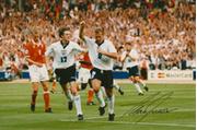 ALAN SHEARER EURO 1996 SIGNED FOOTBALL PHOTOGRAPH
