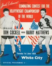 DON COCKELL V HARRY MATTHEWS 1954 BOXING PROGRAMME 