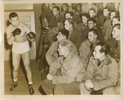 JOE LOUIS WORLD WAR II 1944 (EXHIBITION BOUT) PRESS PHOTOGRAPH