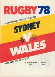SYDNEY V WALES 1978 RUGBY PROGRAMME