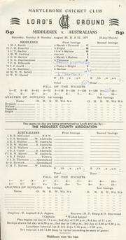 MIDDLESEX V AUSTRALIANS 1977 SCORECARD