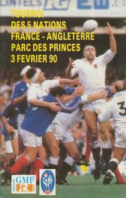 FRANCE V ENGLAND 1990 RUGBY PROGRAMME