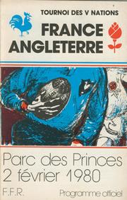 FRANCE V ENGLAND 1980 RUGBY PROGRAMME (ENGLAND GRAND SLAM SEASON)