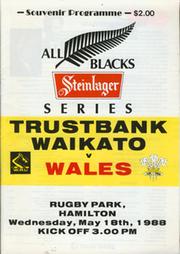 WAIKATO V WALES 1988 RUGBY PROGRAMME