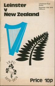 LEINSTER V NEW ZEALAND 1974 RUGBY UNION PROGRAMME