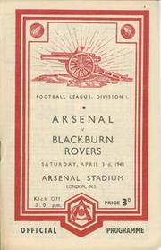 ARSENAL V BLACKBURN ROVERS 1947-48 FOOTBALL PROGRAMME (CHAMPIONSHIP SEASON)