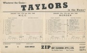 BORDER V ENGLAND 1948-49 CRICKET SCORECARD