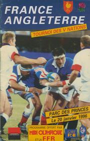 FRANCE V ENGLAND 1996 RUGBY UNION PROGRAMME
