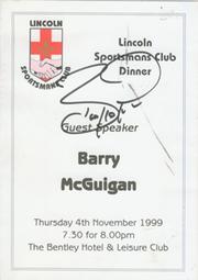 BARRY MCGUIGAN SIGNED MENU 1999