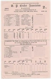 INDIA V COMMONWEALTH XI 1950 CRICKET SCORECARD - WORRELL 223