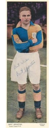 BERT SPROSTON (LEEDS UTD) SIGNED TOPICAL TIMES CARD