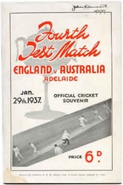 AUSTRALIA V ENGLAND 1936-37 (ADELAIDE OVAL) CRICKET PROGRAMME