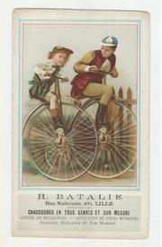 CYCLING ADVERTISING CARD (H. BATALIE, CHAUSSURES - LILLE) 1890S