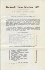 FLAX BOURTON V BACKWELL HOUSE 1933 (ROBINSON FAMILY) CRICKET SCORECARD