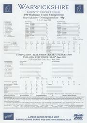 WARWICKSHIRE V NOTTINGHAMSHIRE 2000 CRICKET SCORECARD - WARWICKSHIRE 406-0