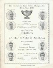 GERMANY V UNITED STATES OF AMERICA 1937 (DAVIS CUP INTER-ZONE FINAL) TENNIS PROGRAMME