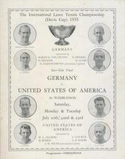 GERMANY V UNITED STATES OF AMERICA 1935 (DAVIS CUP INTER-ZONE FINAL) TENNIS PROGRAMME