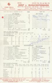 KENT V GLOUCESTERSHIRE 1974 CRICKET SCORECARD - COWDREY