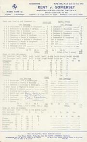 KENT V SOMERSET 1973 CRICKET SCORECARD - COWDREY