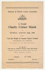 CELEBRITIES V THURROCK C.C. 1954 CHARITY CRICKET MATCH PROGRAMME
