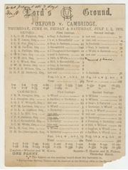 OXFORD UNIVERSITY V CAMBRIDGE UNIVERSITY 1892 CRICKET SCORECARD