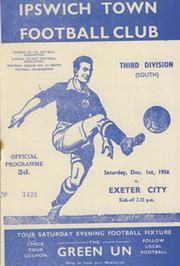IPSWICH TOWN V EXETER CITY 1956 FOOTBALL PROGRAMME
