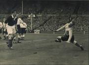 ENGLAND V SCOTLAND 1951 FOOTBALL PHOTOGRAPH - JOHNSTONE SCORING FOR SCOTLAND