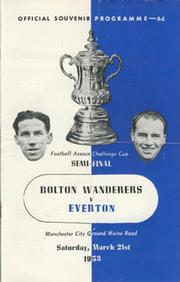 BOLTON WANDERERS V EVERTON 1953 F.A. CUP SEMI-FINAL FOOTBALL PROGRAMME