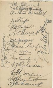 AUSTRALIA 1926 CRICKET AUTOGRAPHS