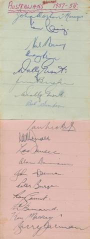 AUSTRALIA & SOUTH AFRICA 1957-58 CRICKET AUTOGRAPHS