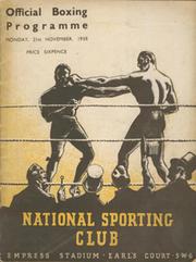 ARTHUR DANAHAR V DAVE FINN 1938 BOXING PROGRAMME