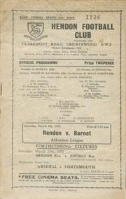 HENDON V BARNET 1951-52 FOOTBALL PROGRAMME