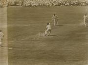 ENGLAND V AUSTRALIA 1934 (OLD TRAFFORD) CRICKET PHOTOGRAPH - LEYLAND CUTS THROUGH THE SLIPS