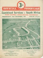 COMBINED SERVICES V SOUTH AFRICA 1951 RUGBY PROGRAMME