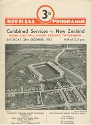 COMBINED SERVICES V NEW ZEALAND 1953 (TWICKENHAM) RUGBY PROGRAMME