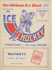 STREATHAM V HARRINGAY RACERS 1950-51 ICE HOCKEY PROGRAMME