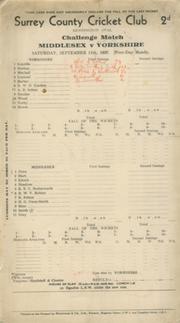 MIDDLESEX V YORKSHIRE 1937 CRICKET SCORECARD