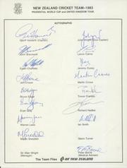 NEW ZEALAND 1983 WORLD CUP TEAM CRICKET AUTOGRAPH SHEET