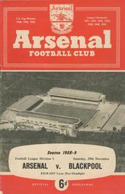 ARSENAL V BLACKPOOL 1958-59 FOOTBALL PROGRAMME