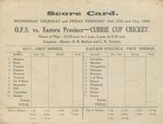 ORANGE FREE STATE V EASTERN PROVINCE 1930 CRICKET SCORECARD