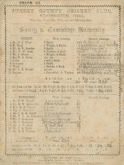 SURREY V CAMBRIDGE UNIVERSITY 1884 CRICKET SCORECARD