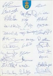 DERBYSHIRE COUNTY CRICKET CLUB POST-WAR AUTOGRAPH SHEET (35+ PLAYERS)