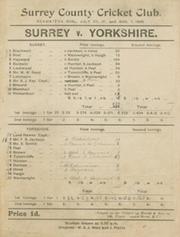 SURREY V YORKSHIRE 1896 CRICKET SCORECARD